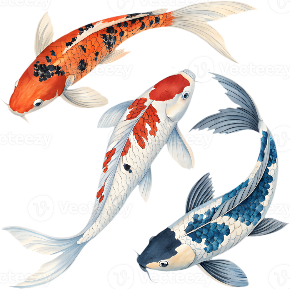 Graceful Koi Fish Swimming in Vibrant Clipart Art. . png