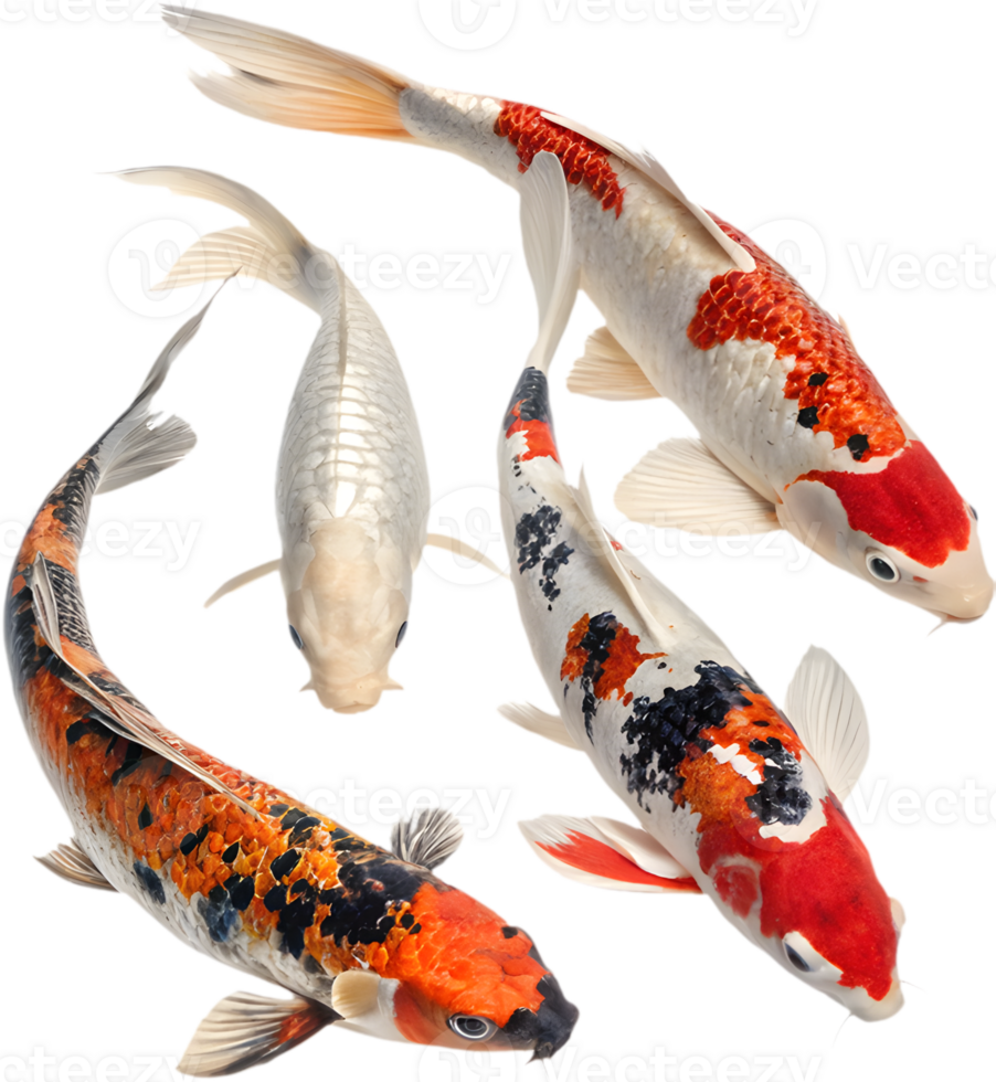 Vibrant Koi Fish Illustration with Graceful Flowing Motion. . png