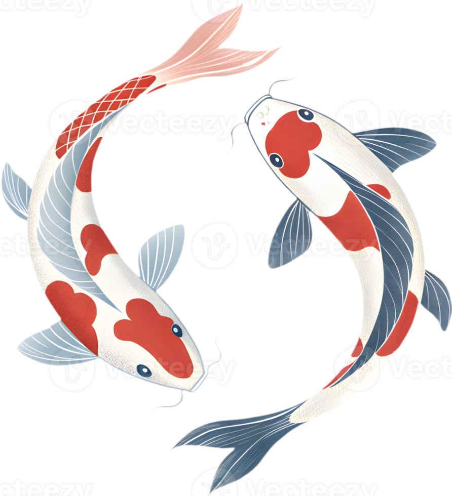 Elegant Koi Fish in Graceful, Vibrant Clipart Design. . png