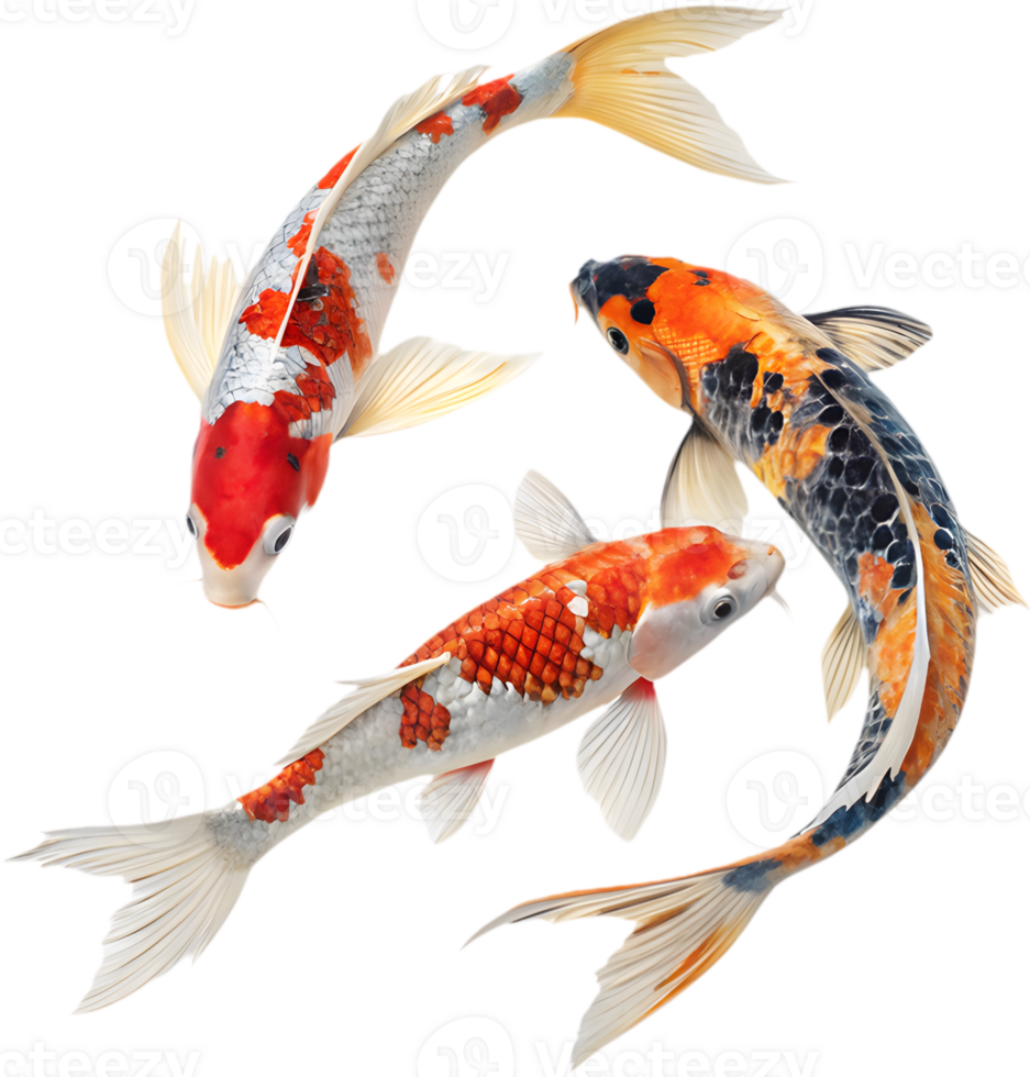 Stunning Koi Fish Illustration in Vibrant Graceful Style. . png