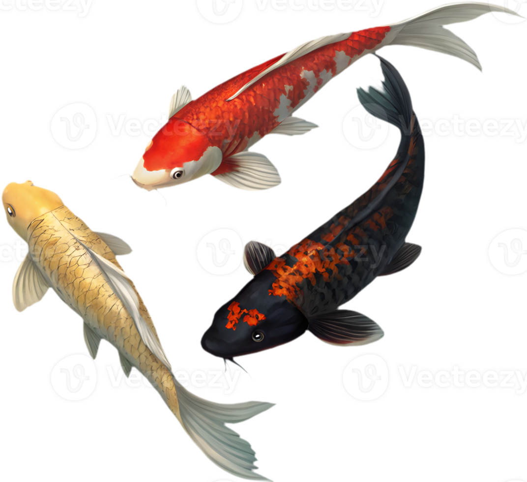 Colorful and Graceful Koi Fish in Vibrant Style. . png