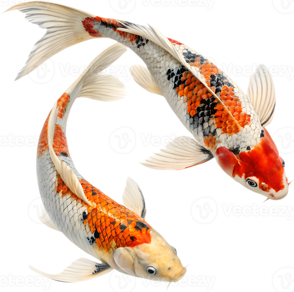 Colorful Koi Fish in Graceful, Vibrant Design Style. . png