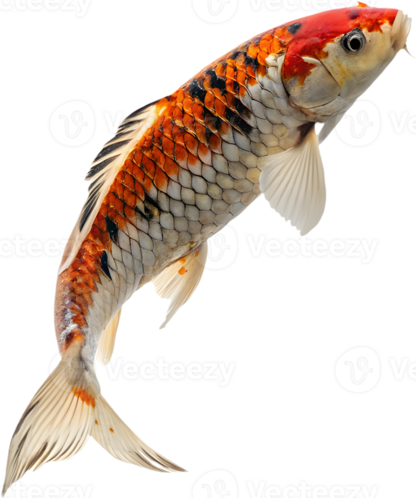 Stunning Graceful Koi Fish in Lively, Vibrant Colors. . png