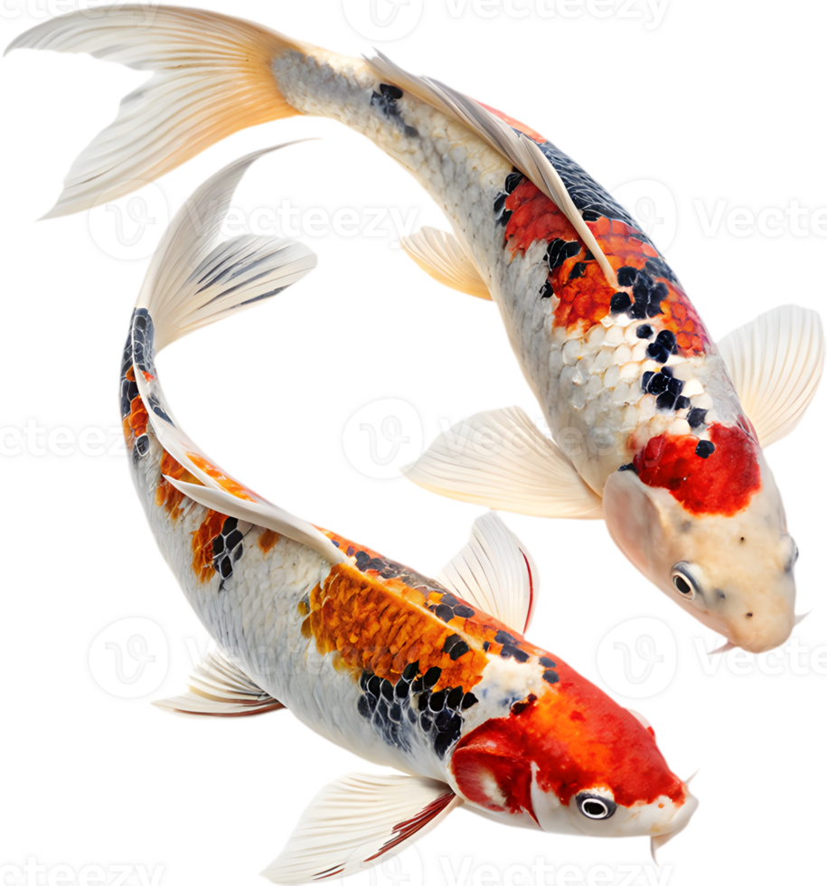 Vibrant Graceful Koi Fish Clipart with Bright Colors. . png