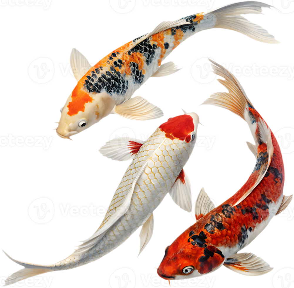 Bright and Graceful Koi Fish in Vibrant Design. . png