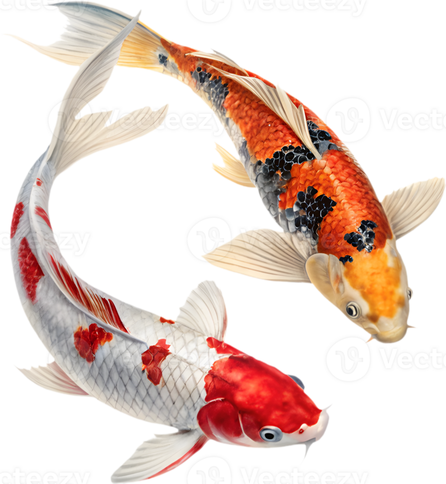 Vibrant Graceful Koi Fish with Flowing Motion Design. . png