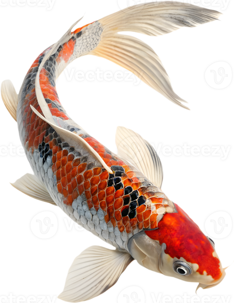 Vibrant Koi Fish Design in Graceful Clipart Style. . png