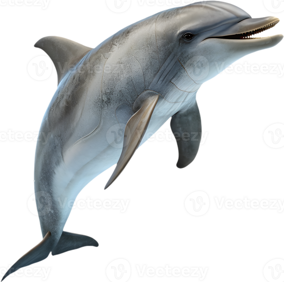 Cheerful Playful Dolphin Swimming in Vibrant Water Style. . png