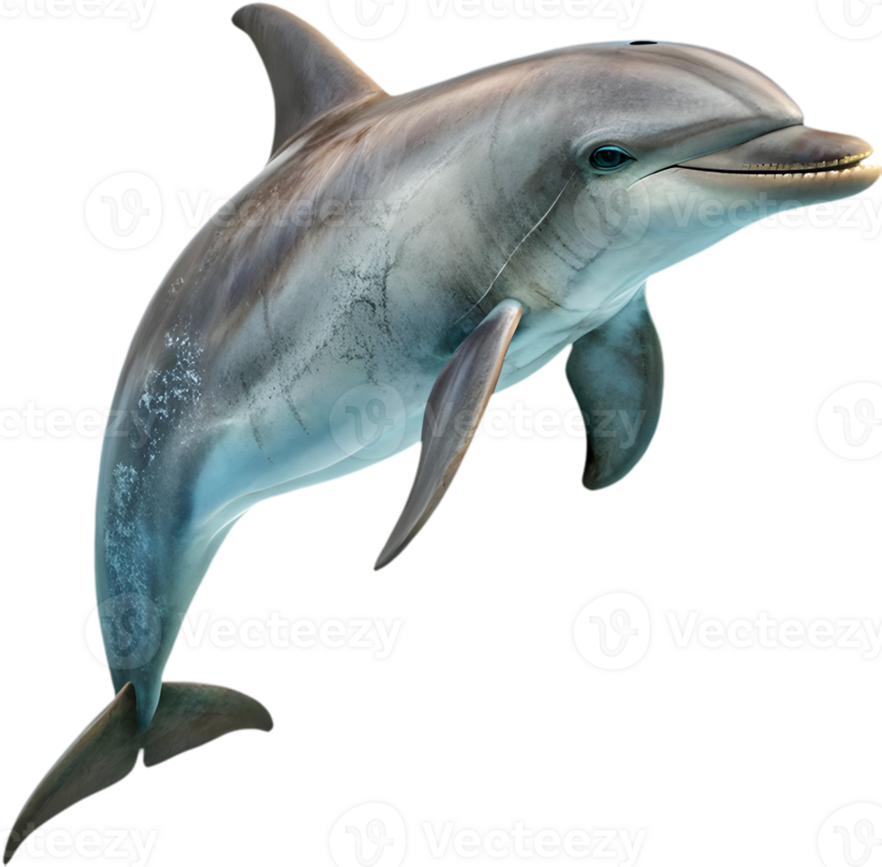 Cheerful Playful Dolphin Swimming Joyfully in Bright Colors. . png