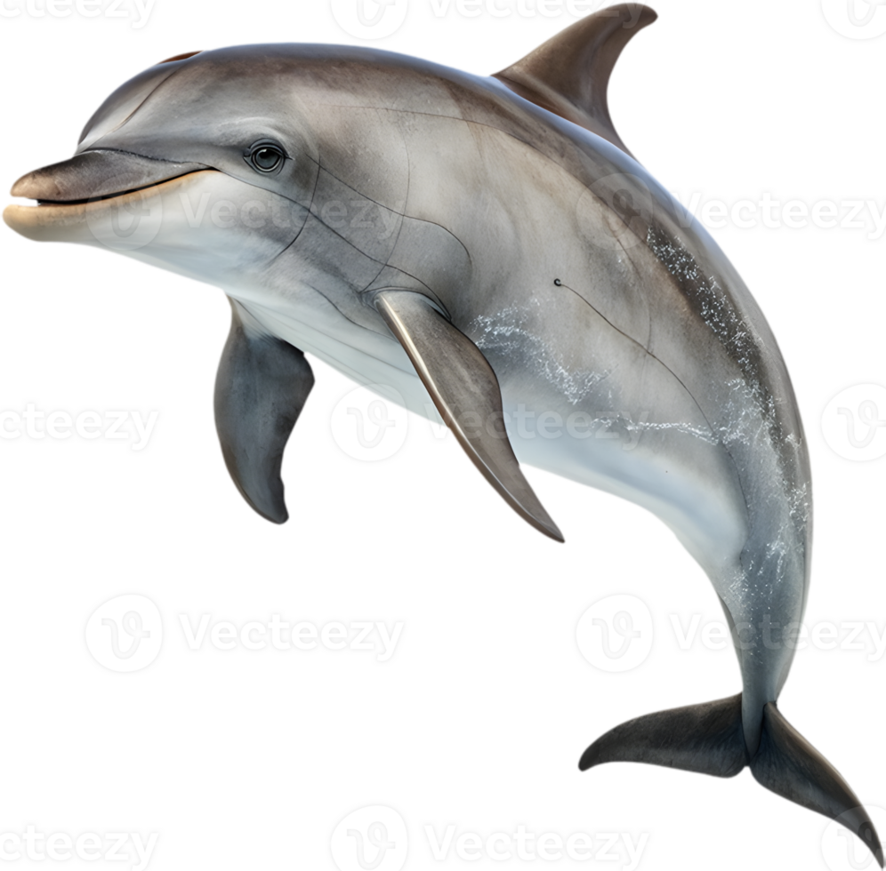 Bright Playful Dolphin Swimming in Cheerful Vibrant Water. . png