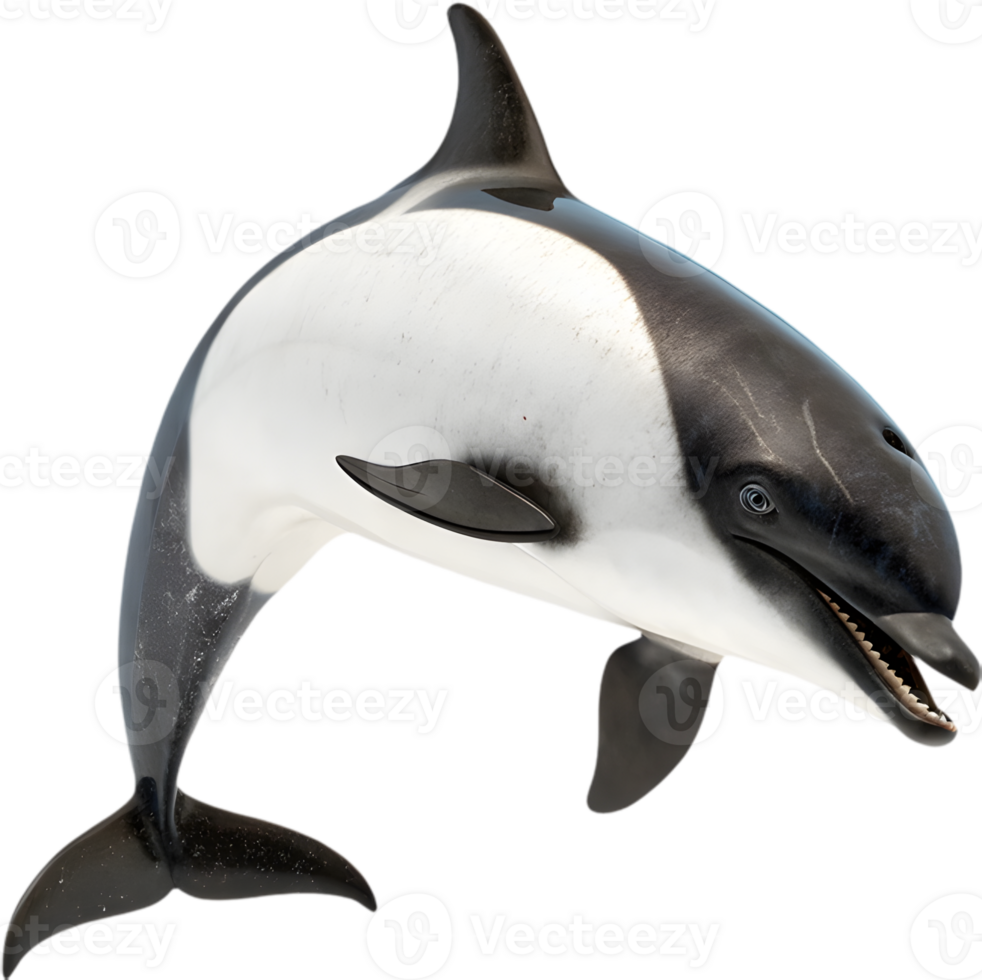 Playful Dolphin Swimming Happily in Colorful Cheerful Design. . png