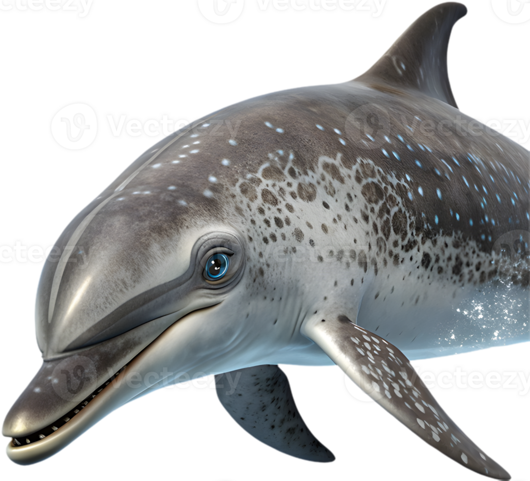 Vibrant and Cheerful Dolphin Swimming in Playful Motion. . png