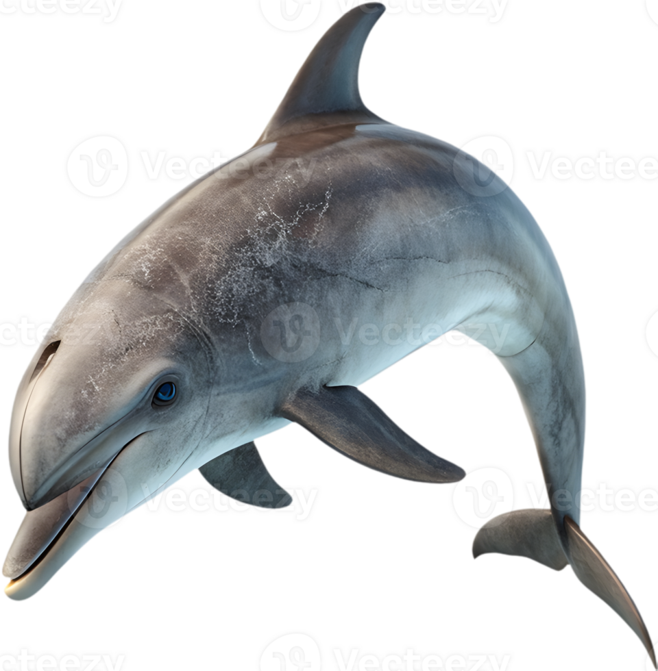 Cheerful Playful Dolphin Swimming with Vibrant Expression Art. . png