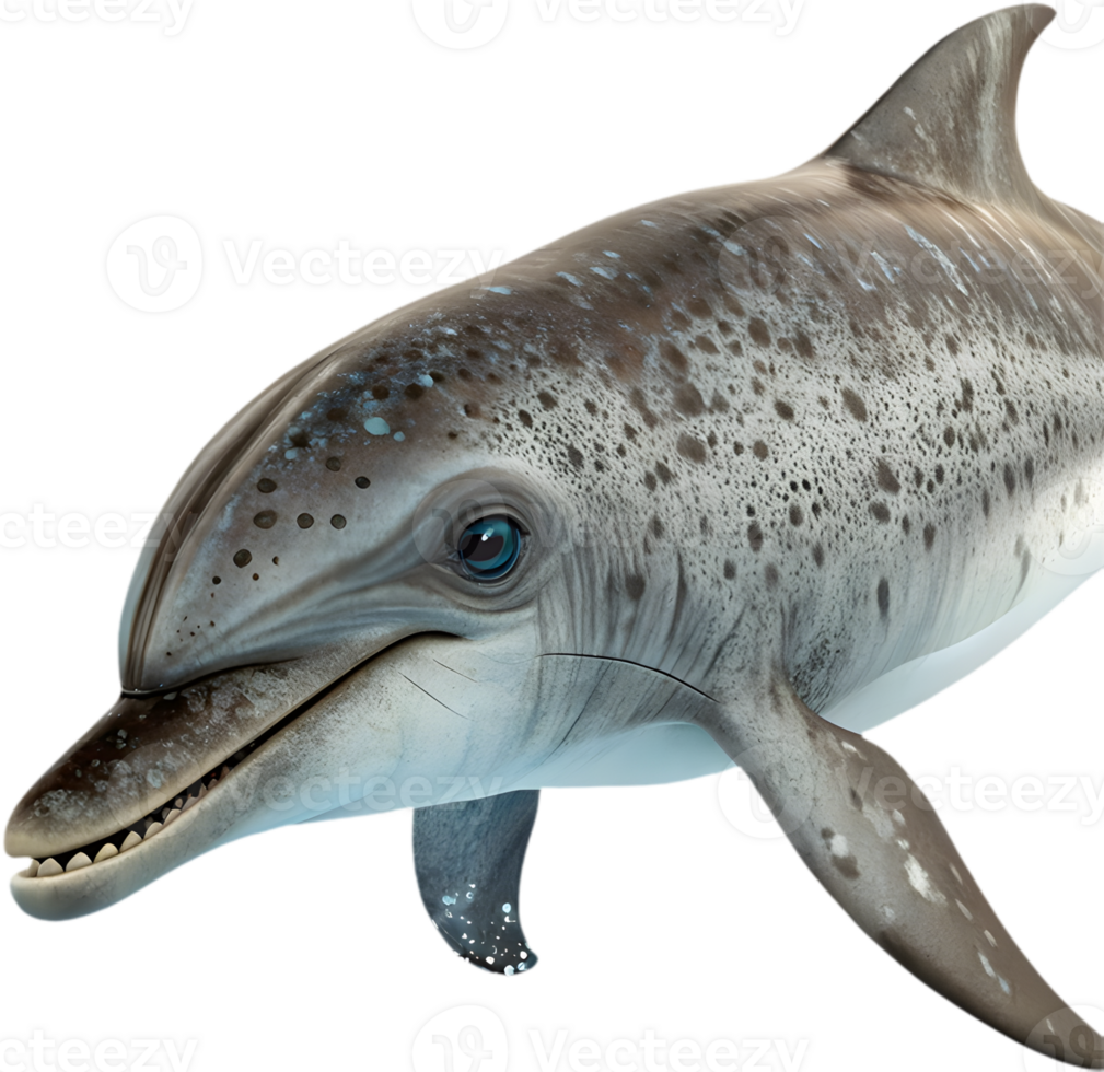 Happy Playful Dolphin Swimming in Colorful Clipart Design. . png
