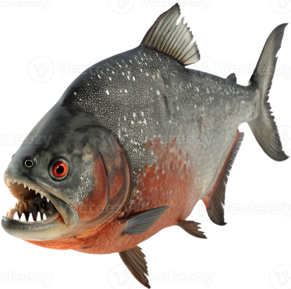 Dynamic Bold Piranha Clipart with Fierce Swimming Motion. . png