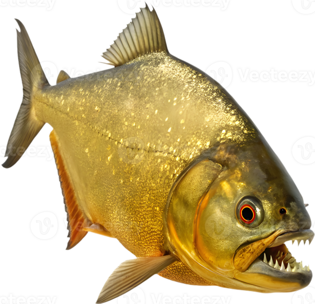 Fierce Piranha Swimming in Bold Dynamic Clipart Style. . png
