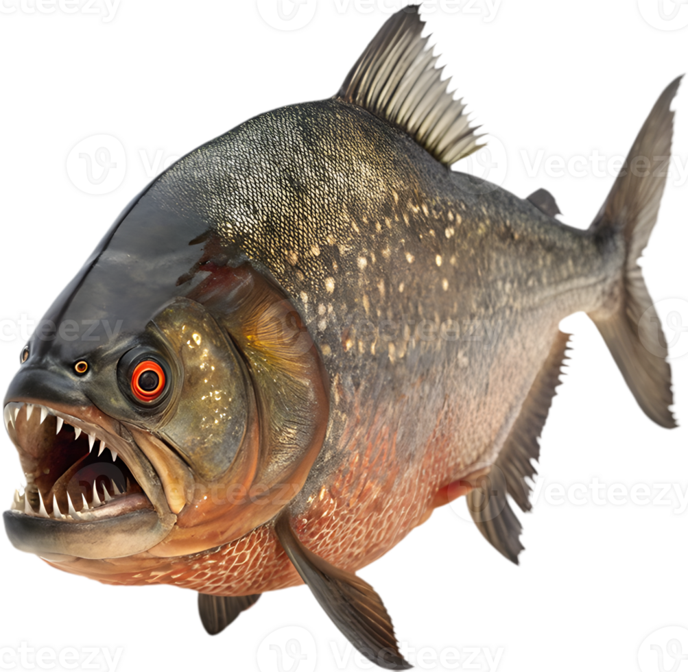 Fierce and Bold Piranha in Dynamic Art Style. . png