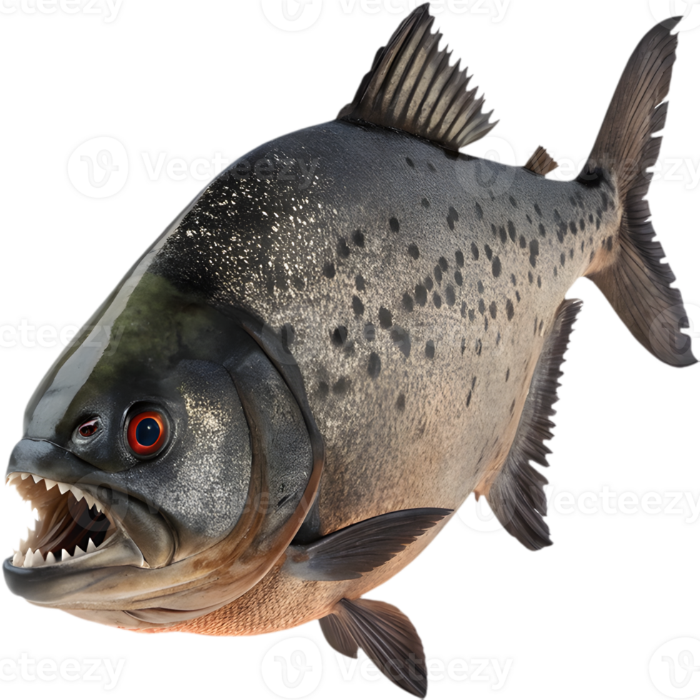 Bold Piranha with Fierce Expression in Dynamic Art. . png