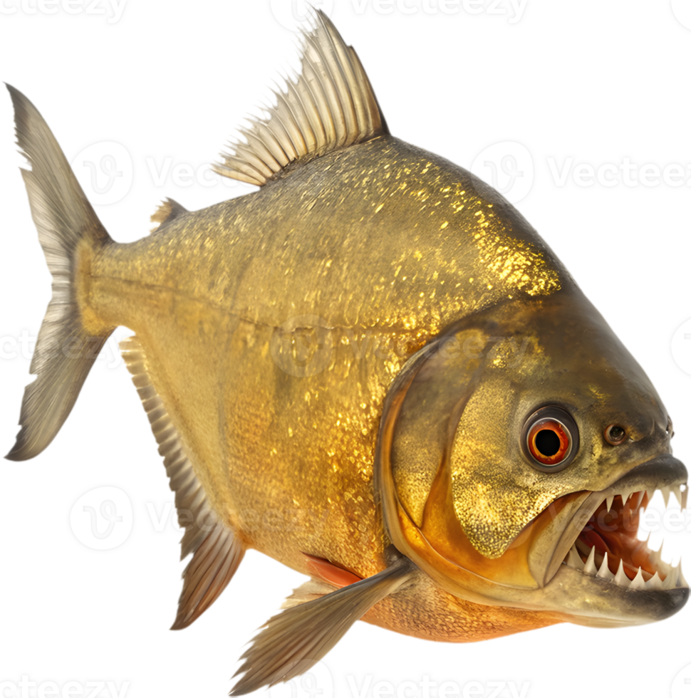 Bold Piranha Swimming Fiercely in Dynamic Clipart Style. . png