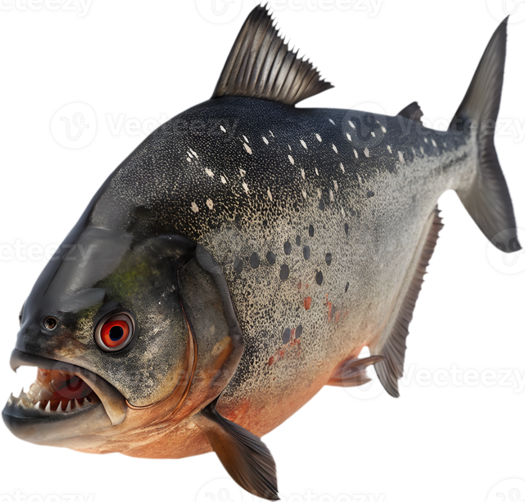 Dynamic and Bold Piranha Clipart with Fierce Motion. . png