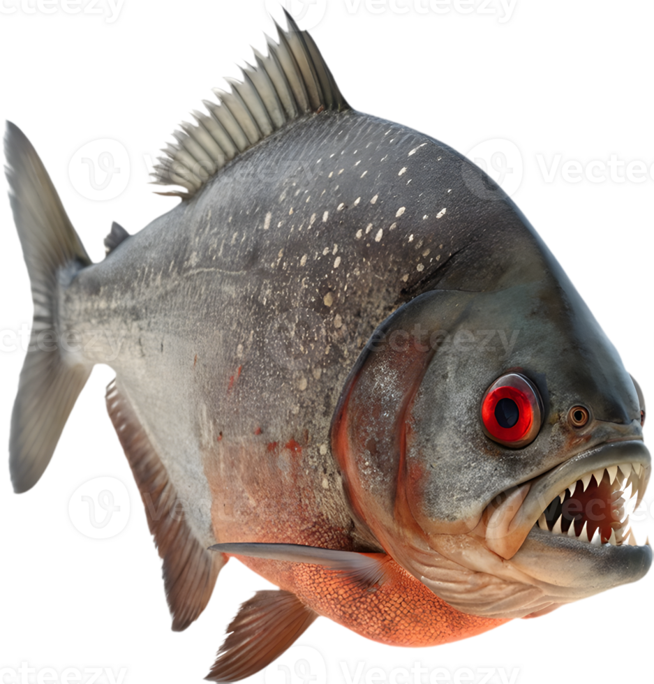 Bold Piranha in Fierce Clipart Style with Energy. . png