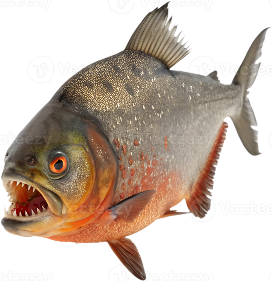Dynamic Piranha in Bold Clipart with Fierce Stare. . png
