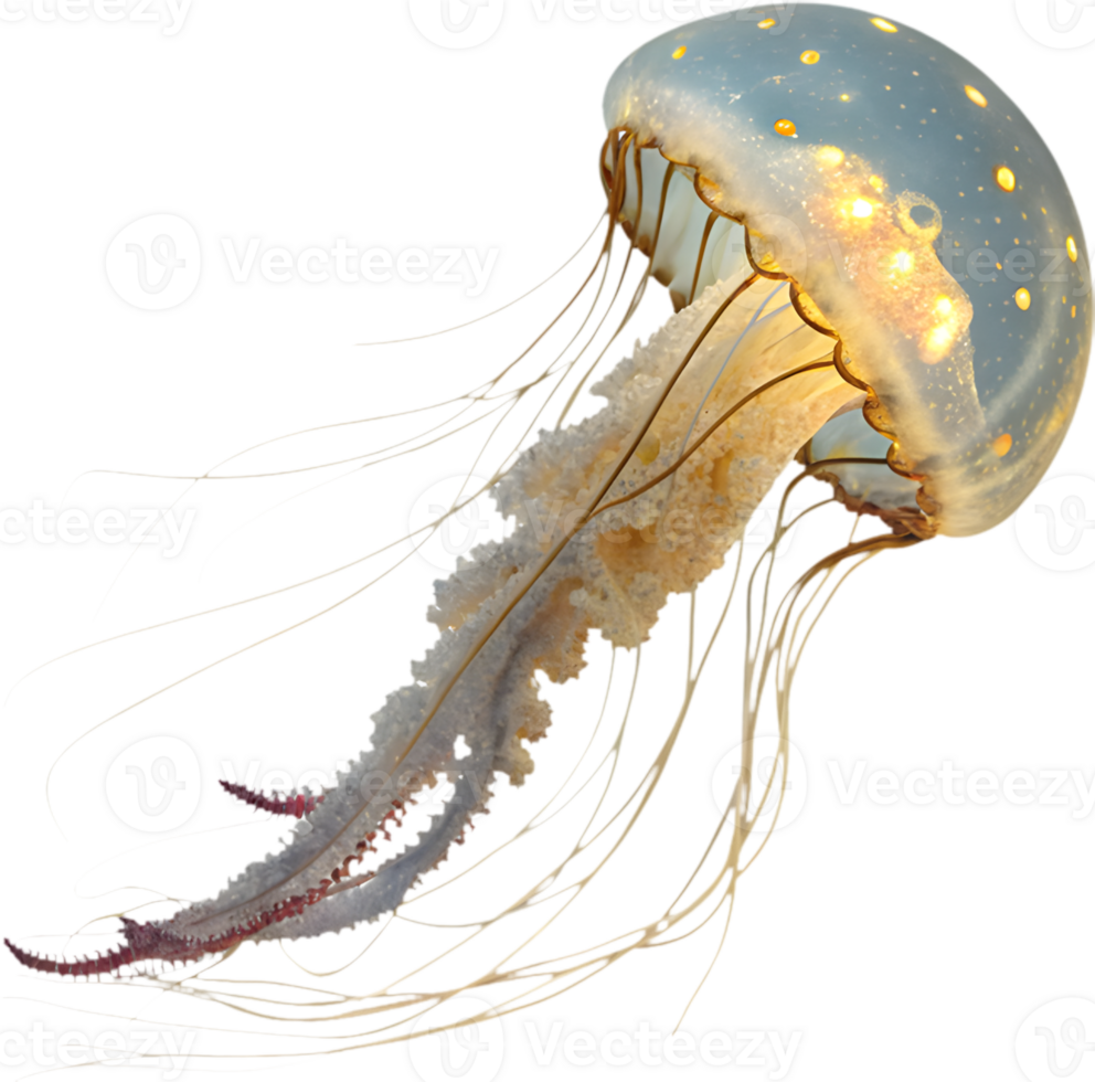 Vibrant Jellyfish Swimming Gracefully in Colorful Ocean Design. . png