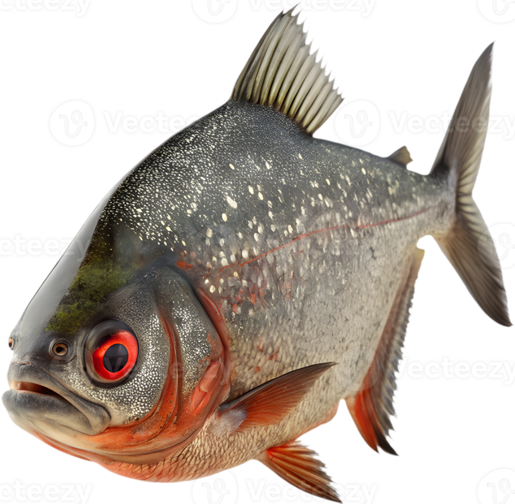 Bold and Fierce Piranha in Dynamic Clipart Art. . png