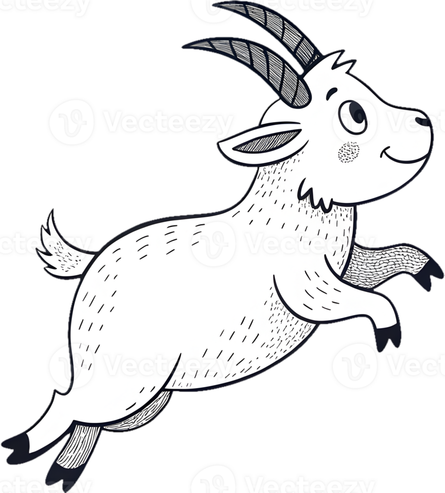 Adorable Cartoon Goat in Playful Festive Celebration Clipart. . png