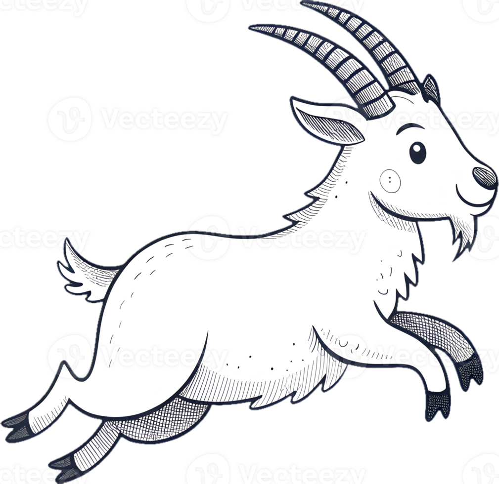 Playful Cartoon Goat in a Bright, Festive Clipart. . png