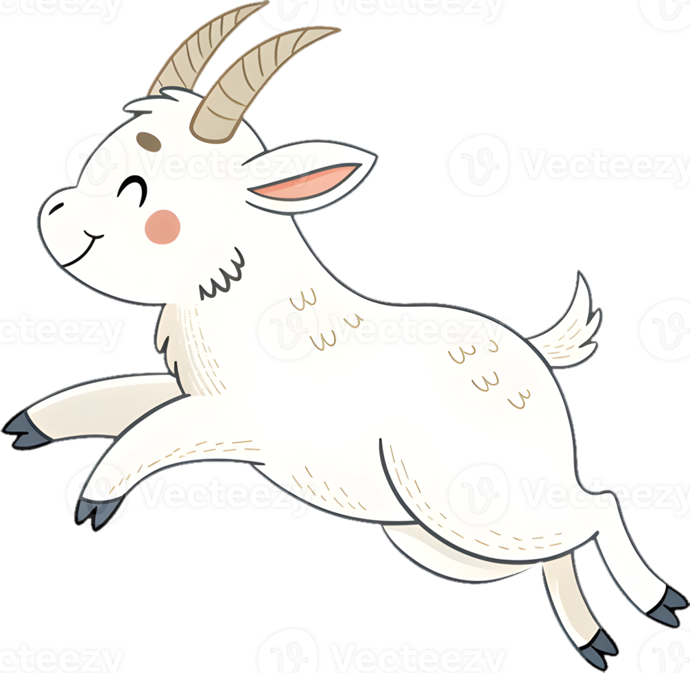 Adorable Cartoon Goat in Playful, Festive Celebration Art. . png