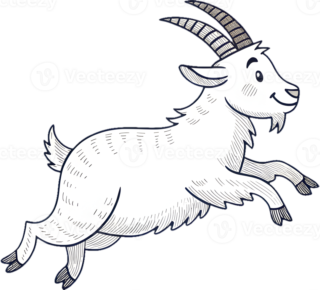 Cute Cartoon Goat in Playful, Festive Vibe Clipart. . png