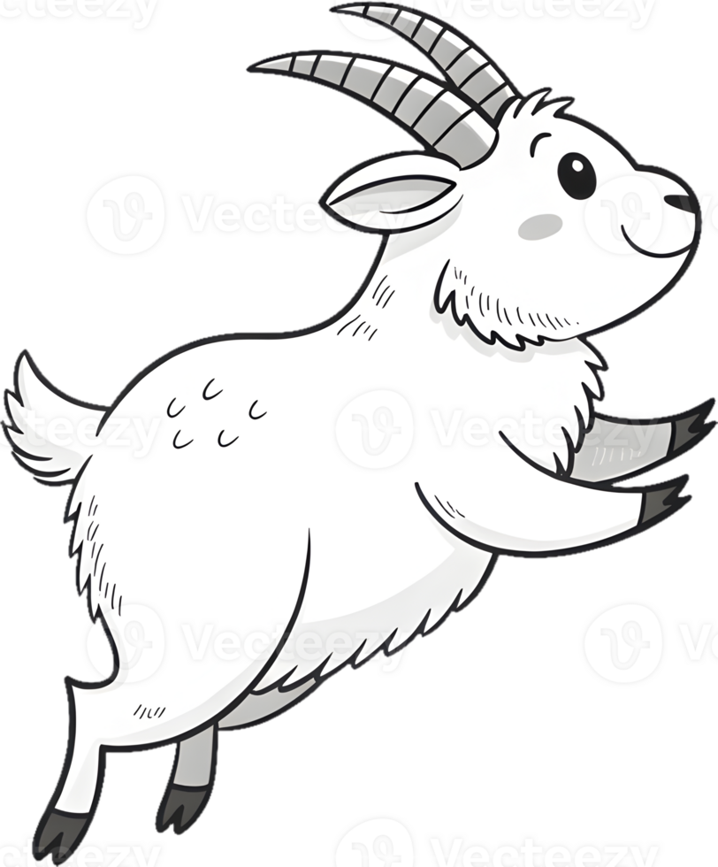 Festive Cartoon Goat with Playful Style in Clipart. . png