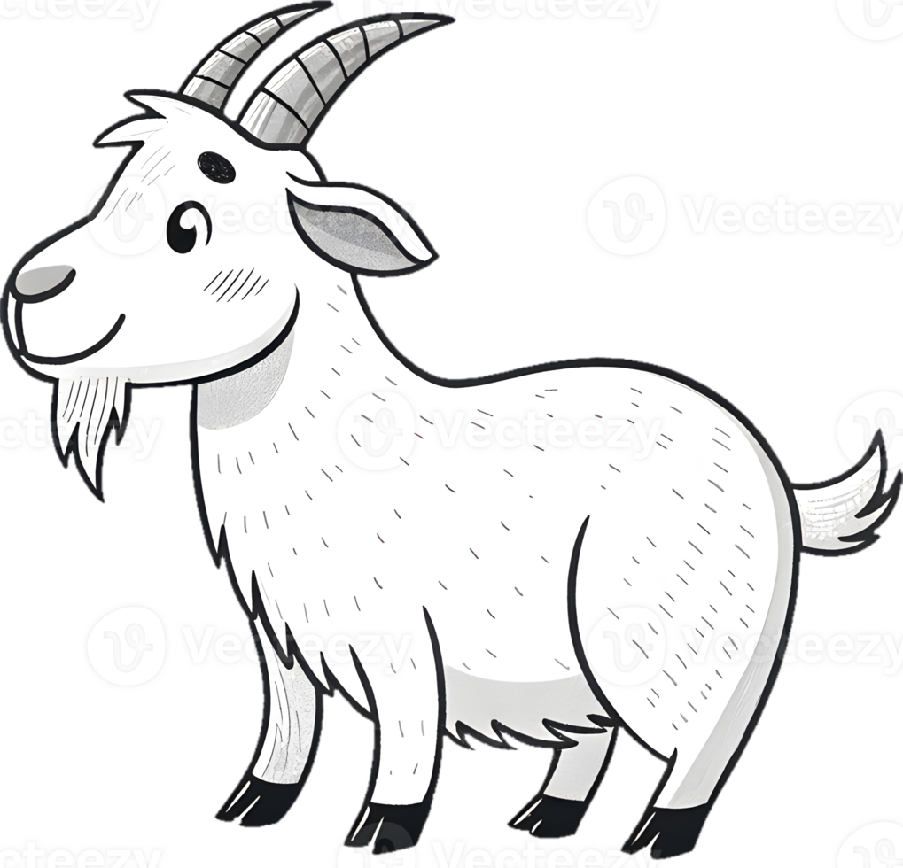 Playful Cartoon Goat in a Fun, Festive Clipart. . png