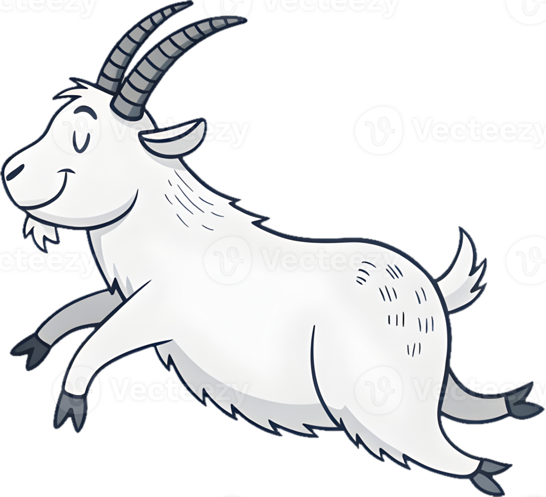 Adorable Festive Cartoon Goat in a Playful Clipart. . png