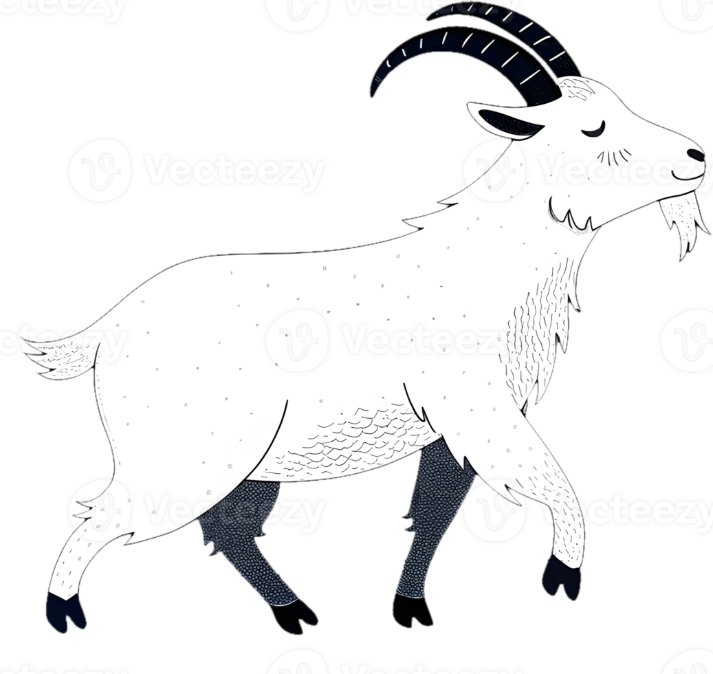 Cute Cartoon Goat with Festive Playful Vibe Clipart. . png