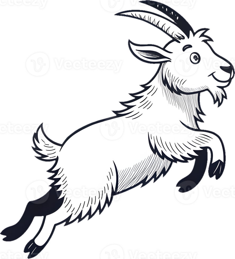 Adorable Cartoon Goat Celebrating with Playful Festive Design. . png
