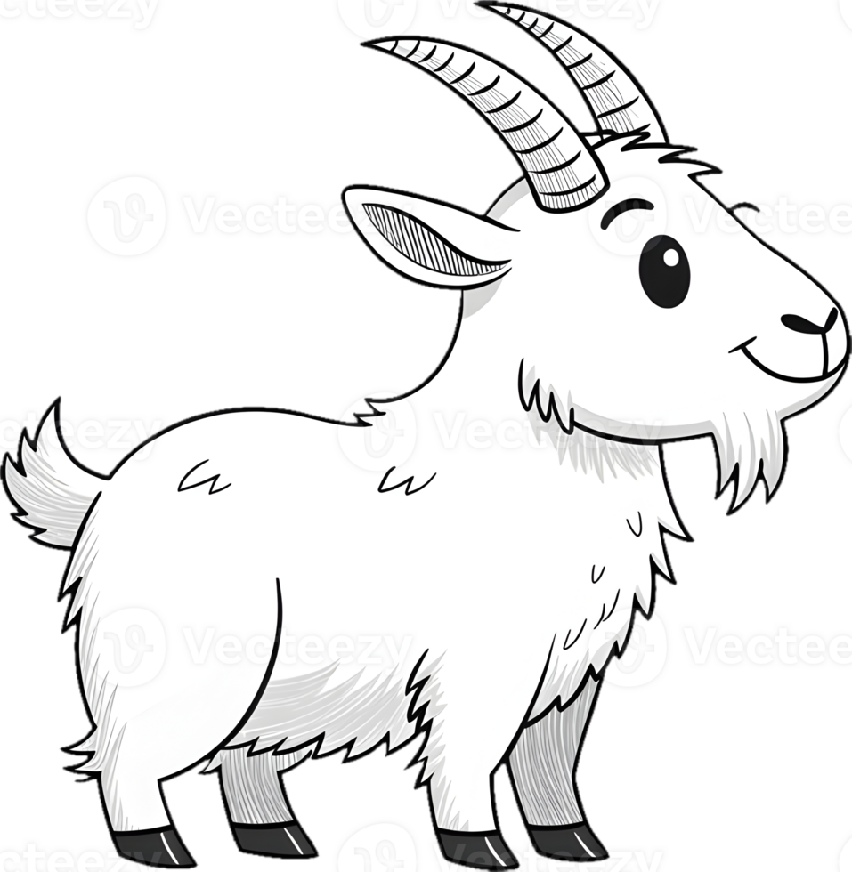 Adorable Cartoon Goat in Playful, Holiday Clipart Style. . png