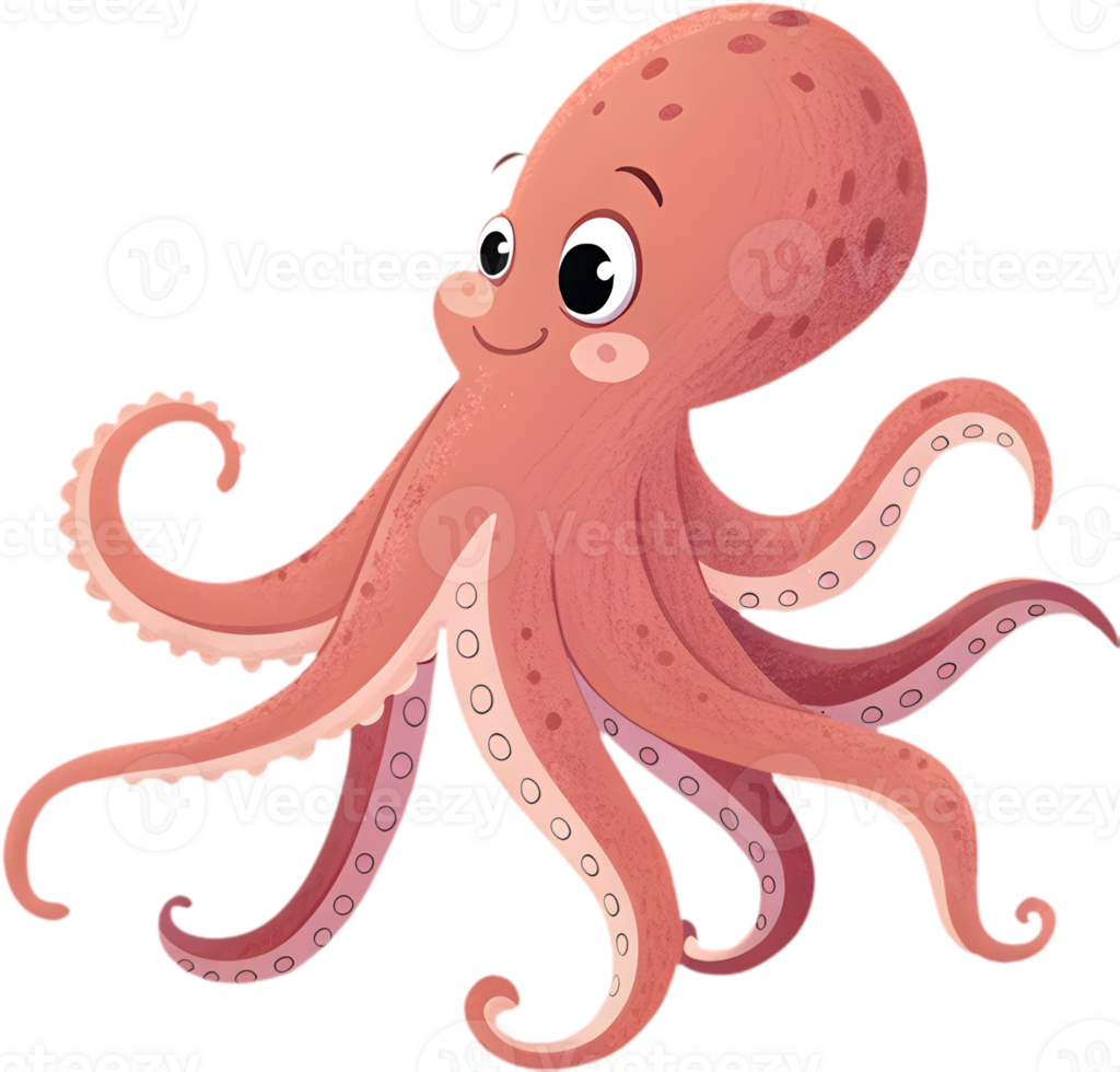 Playful Cartoon Octopus with Fun Design in Clipart. . png