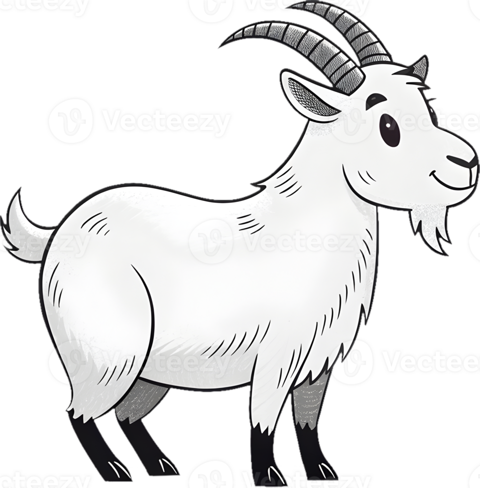 Cute and Playful Cartoon Goat in Festive Clipart. . png