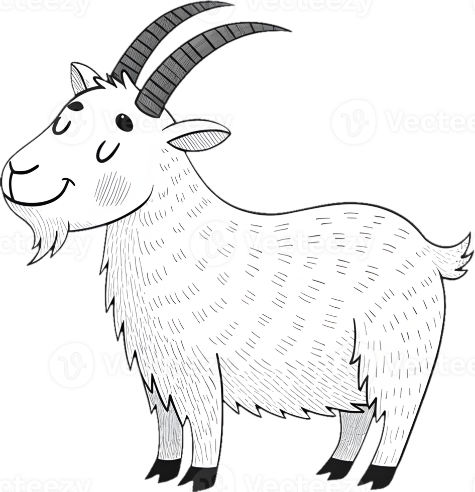 Festive Cartoon Goat in Playful, Colorful Clipart Design. . png