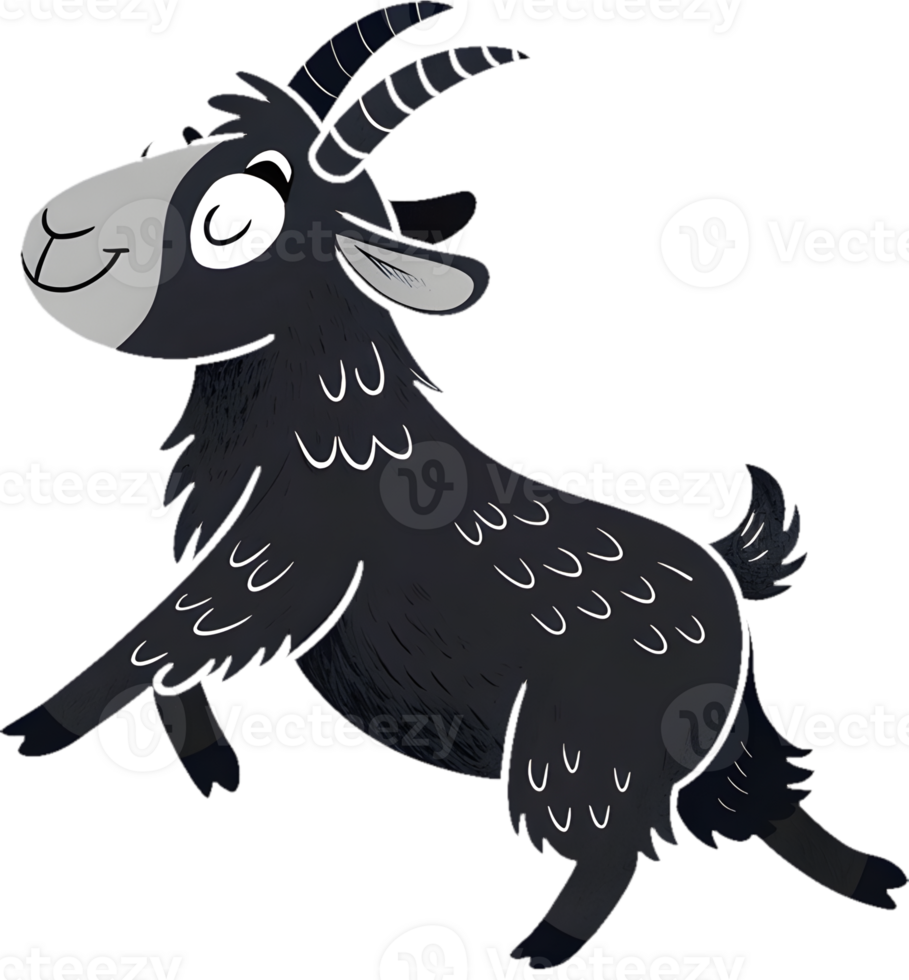 Playful Cartoon Goat in a Vibrant, Festive Clipart. . png