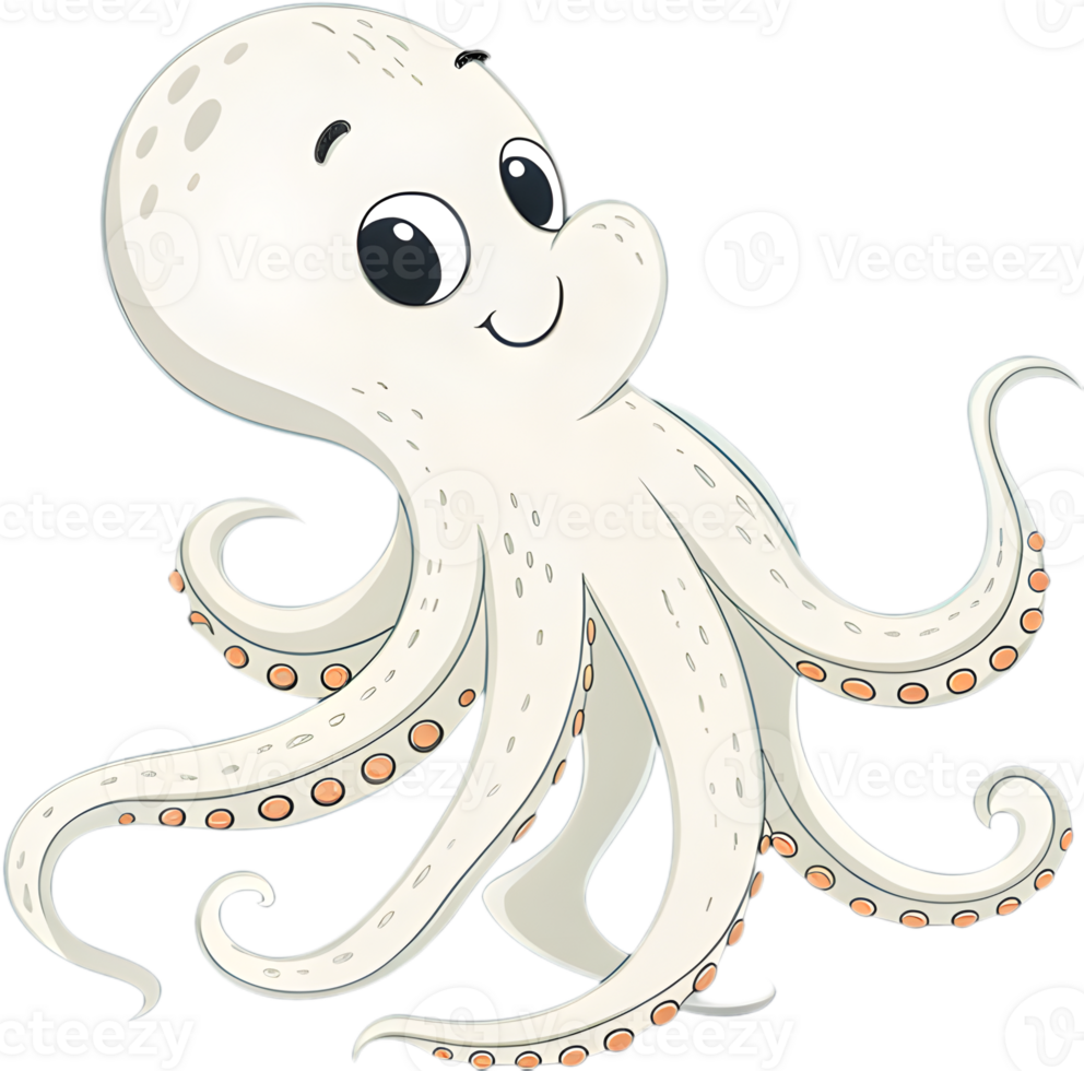 Cute Cartoon Octopus with Playful Design in Clipart. . png