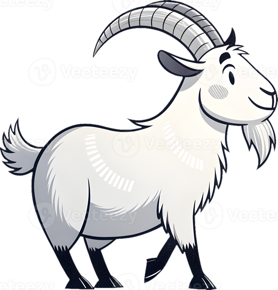 Adorable Cartoon Goat in Cheerful, Festive Clipart Art. . png