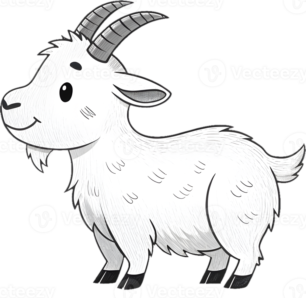 Playful Cartoon Goat in Festive Clipart Design Style. . png
