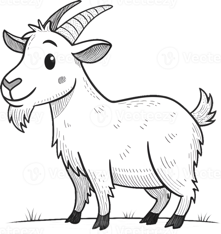 Adorable Cartoon Goat with Festive, Playful Clipart Art. . png