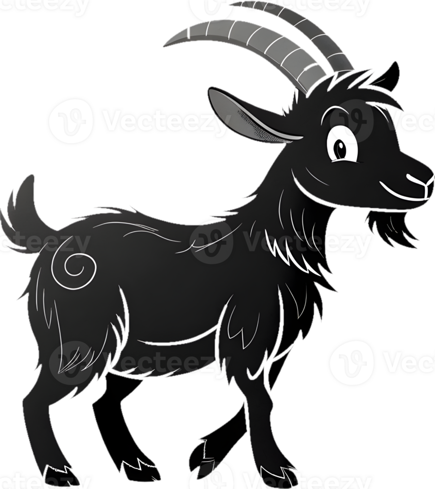 Playful Cartoon Goat in a Festive Clipart Design. . png