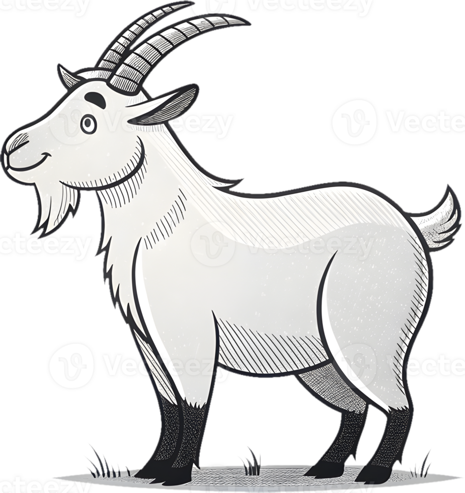 Adorable Cartoon Goat in Playful, Festive Clipart Style. . png