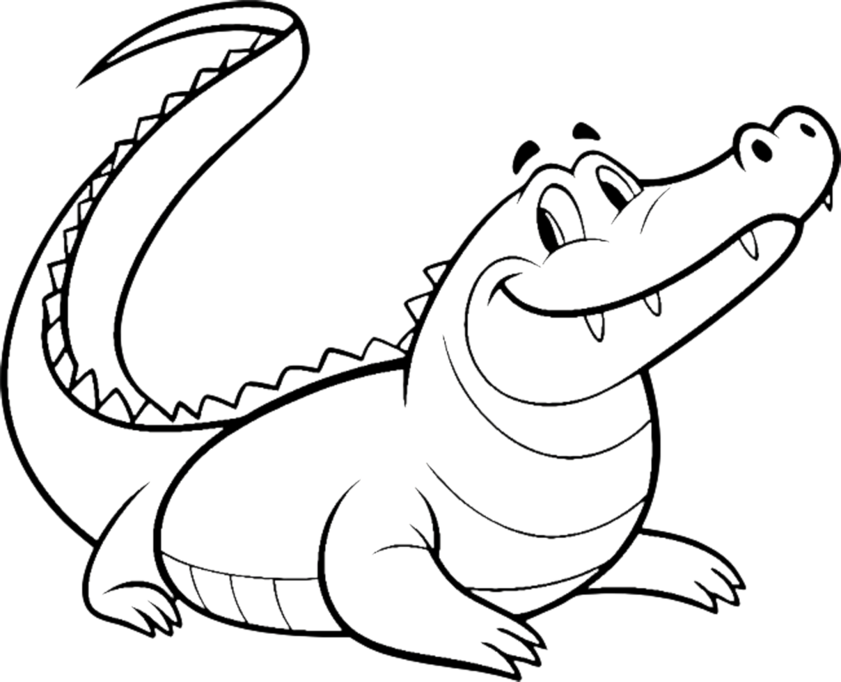 Unique Crocodile Clipart in Clean Black Stencil Art. . png