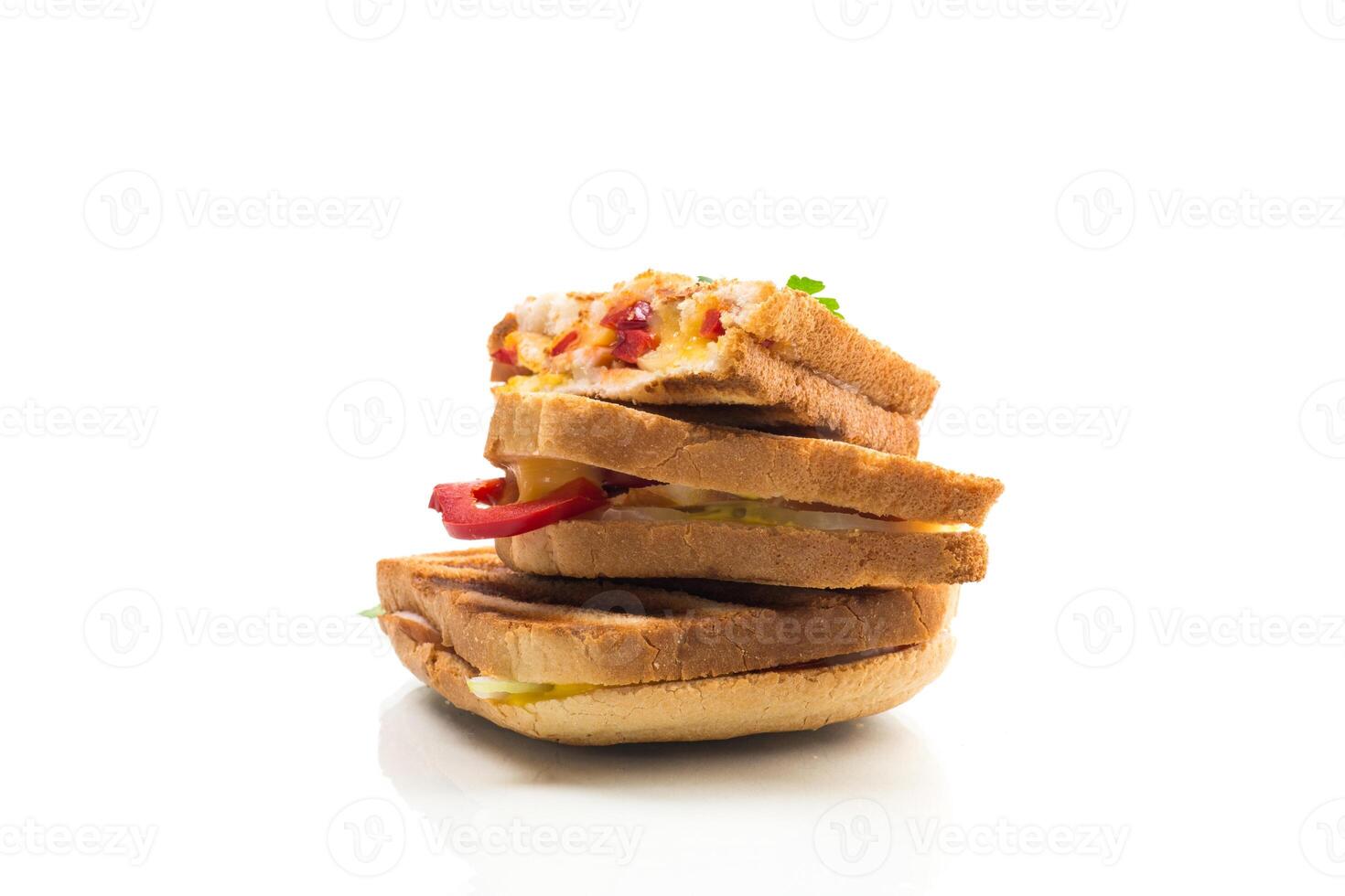 grilled fried bread toasts with filling inside photo
